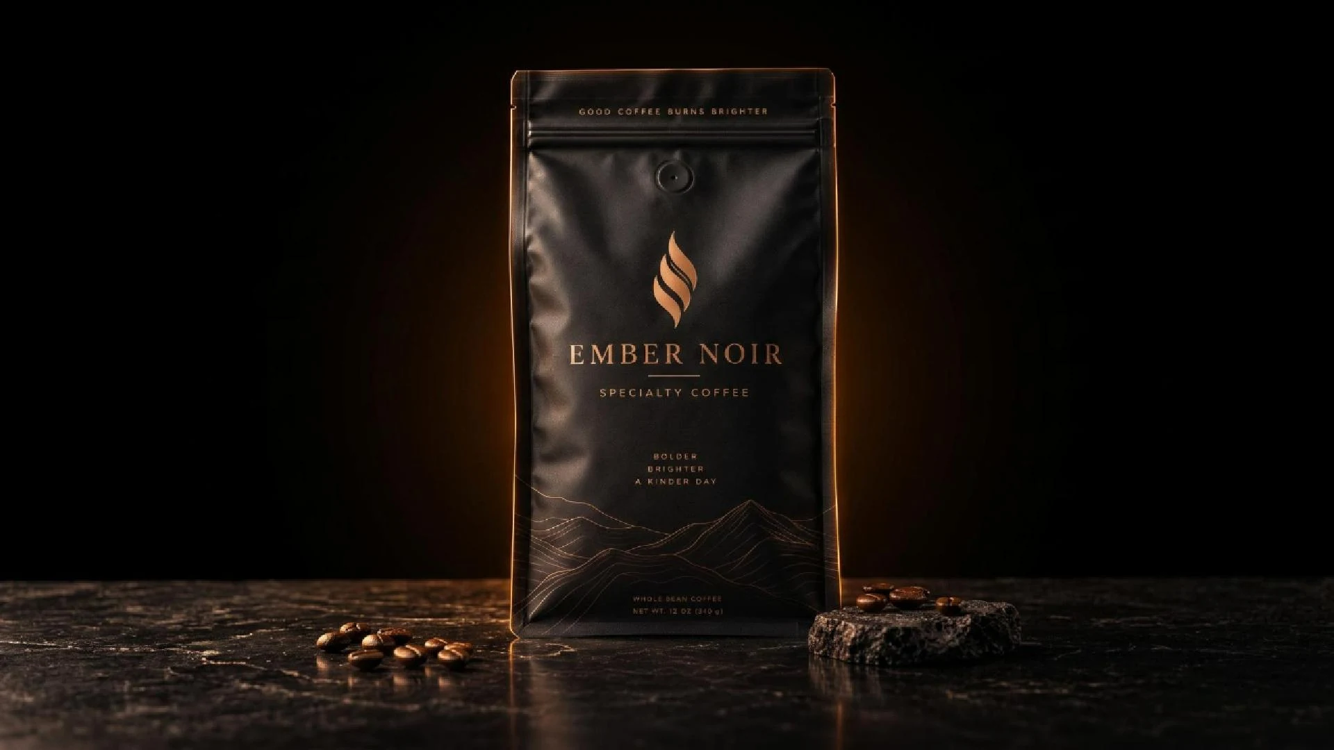 EMBER NOIR luxury coffee concept advertisement cover